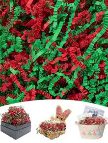 200g Christmas Crinkle Cut Paper, Christmas Eve Box Fillers, For Gift Wrapping Basket Filling, Birthday, Christmas, Thanksgiving, Wedding, Christmas Gifts Wrapping - Multicolor - View 1
