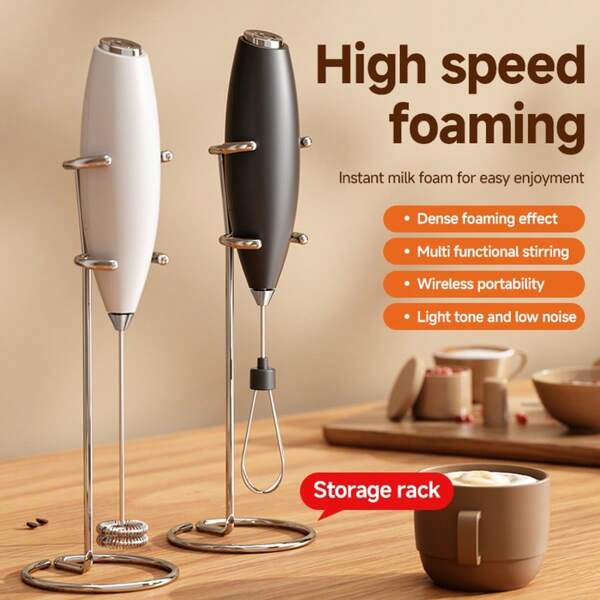 1 pieza Espumador de leche inalámbrico: espuma densa, bajo nivel de ruido para amantes del café