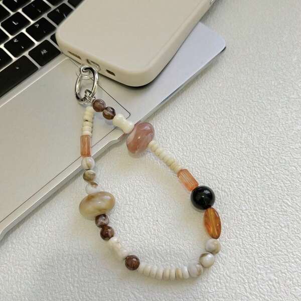 1 pieza Cordón para teléfono vintage hecho a mano con cuentas, correa para cámara de cadena de cuentas DIY, cordón colgante de teléfono anti-pérdida de alta calidad