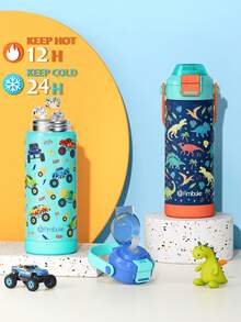 18oz Kids Insulated Water Bottle With Pop-Open Straw - 18/8 Stainless Steel Kid Cup Vacuum Tumbler Leak Proof Portable Kids Cup For Travel School Boys Girls - Hồng - Xem 4