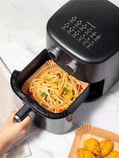 50/100/200 piezas Papel de horno desechable cuadrado de 6.3/8 pulgadas para freidora de aire, resistente al aceite, impermeable y antiadherente, para hornear en el horno, canasta de freidora de aire, accesorios de cocina para fiestas en el hogar, regalo ideal para el Día de la Madre, Día de la Mujer, días festivos