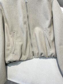 Áo khoác ngắn bằng len màu kaki trơn tối giản, phong cách thường ngày thanh lịch dành cho nữ của GMFP, thích hợp cho các lễ hội âm nhạc/mùa cưới, mùa xuân/hè. - Màu Khaki - Xem 8