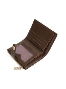 Baellerry 1pc Women Short Wallet Fashion Multi-Card Slots Zipper Coin Purse Contrast Color Card Holder For Women Money Wallet Mini Wallet Purse Wallet Fall Autumn Small Wallet For Men Men Wallet Leather - Coffee - View 7