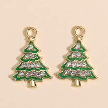 10 Pieces Of Mixed Cartoon Oil-Dripping Christmas Tree Pendants, DIY Jewelry Making And Decorative Pendants, Suitable For Making Earrings, Necklaces, Christmas Party Jewelry Gifts