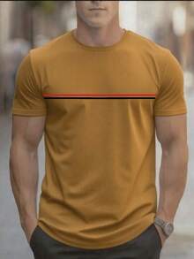 Men's Crew Neck Summer T-Shirt Regular Fit None - Màu Mù tạt vàng - Xem 1