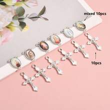 20 Stücke klassische gemischte 3-Loch Portrait Anhänger + 10 Stücke Kreuz Anhänger mit Strass, geeignet für DIY Halsketten, Armbänder usw.