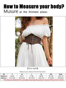 1pc Women's Renaissance Era Accessory, Coffee-Colored Sheer Lace Corset, Sexy Costume Suitable For Halloween Night Party Or Daily Outfit Matching