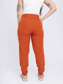 Women's Carrot Tailored Jogger Pants With Zipper - Màu Cam cháy - Xem 9