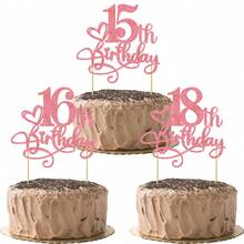 1Pc Glitter Pink 1st-18th Birthday Cake Topper Happy 1-18 Years Old Birthday Cake Supplies 1st-18th Birthday Party Decorations - Pink Glitter