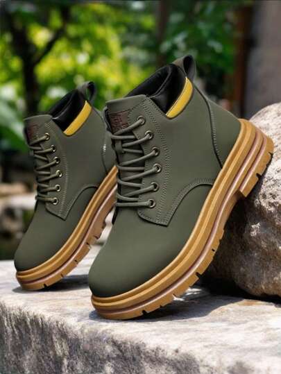 大码新款男士安全鞋、靴子、休闲鞋、工作鞋、高帮工作靴、户外靴、登山鞋、皮靴、绿色