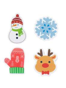 4 piezas de esponjas absorbentes y antiadherentes para lavar los platos con temas navideños - patrones festivos de copos de nieve, renos y manoplas de muñeco de nieve, herramientas de limpieza reutilizables para cocina y baño, decoración del hogar de temporada