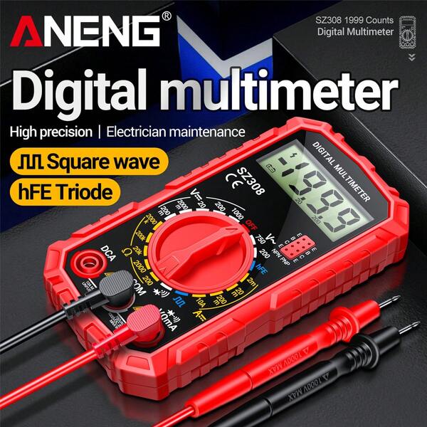ANENG SZ308 Digital Multimeter, High Precision Electrical Maintenance Tester, Voltage Current Resistance Multifunction Meter, Battery Powered (Without Battery), ≤36V Operating Voltage, Durable ABS Construction