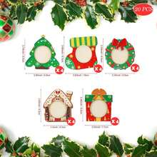 10/20 piezas Adornos de marco de madera de Navidad, Marco de foto de Navidad de colores, 5 estilos de adornos de foto de Navidad de madera para decoraciones del árbol de Navidad, decoraciones colgantes del árbol de Navidad, manualidades navideñas, regalos de fiesta