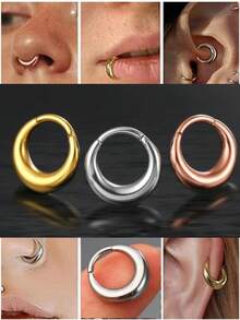 1pc Hypoallergenic Stainless Steel Nose Septum Ring, Conch Piercing Jewelry, Suitable For Cartilage, Helix, Tragus, Lobe Piercing, Unisex Daily Wear - 1 Pc - View 6