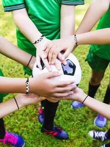 20pcs Sports Party Favors Charm Bracelets, Soccer Basketball Football Baseball Volleyball Bead Ball Bracelets Adjustable Inspirational Wristbands, Sport Theme Birthday Party Favor Gifts, Suitable For Men & Women, Birthday/Graduation/Party/Holiday, Football Team Gift, Christmas, Thanksgiving, Harvest Festival, Fall Decor, Gifts - Black and White - View 5