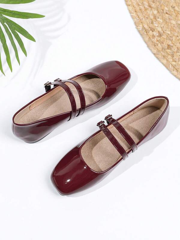 Women's Vintage Mary Jane Flats With Double Strap, Suitable For All Seasons