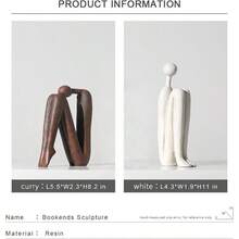 Decorative Bookends For ShelvesBookends For Heavy Books Resinous Thinker StatueBook Shelf DecorModern Creative Office Company Bookends Ornament Decorations - Màu đồng - Xem 2