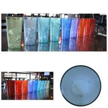 Light Blue Plastic Cup Tumblers 6 Pc 12oz Lightweight, Heavy Duty Stackable Cafe Style Plastic Glasses. Reusable Dishwasher  Tea Cup Tea Cups - 12 ounce + Xanh nhạt - Xem 2