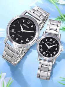 Couple's Quartz Watch, Fashionable Casual Watch, Suitable For Valentine's Day Or Thanksgiving Gift, Suitable For Daily Wear For Men And Women, Ideal For Birthday Gifts, Parties, Holiday Gatherings, And A Perfect Gift For Yourself Or Friends (Excluding Gift Box) - 銀色 - 查看 4
