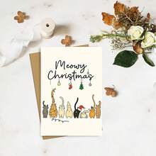 Cartão de Natal Meowy com envelope - Cartão festivo para amantes de gatos com 6 gatos adoráveis com chapéus de Papai Noel e decoração natalina, interior em branco personalizável para mensagens, perfeito para amigos e familiares, papelaria sazonal, ilustração divertida, impressão de alta qualidade, "Donos de animais de estimação" (11 cm x 16 cm) Cartão de presente de Natal "Um presente adequado para todos Um cartão adequado para presentear colegas - multicolorido - Ver 12