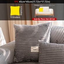 1PC Flannel Pinstripe Labeled Sofa Cushion - Non-Slip Pet-Friendly Seat Pad For 1/2/3/4-Seater Modular Sectionals, Minimalist Premium Cover With Multi-Size & Color Options