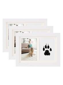 2pcs A Specially Designed Photo Frame For Pet Cat And Dog Paw Prints, Suitable For DIY Hand And Foot Print Hangers For One-Year-Old Babies. This Exquisite Frame Is Made Of High-Quality Wooden Material With A Smooth And Delicate Surface, Providing A Comfortable Feel. The Inner Side Of The Frame Is Lined With Soft Velvet Padding To Protect The Prints From Scratches.