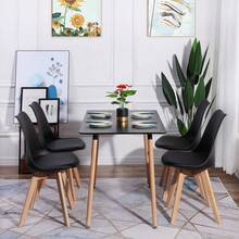 4er Set Esszimmerstühle mit Massivholz Buche Bein SGS Geprüfter, Retro Design Gepolsterter Küchenstuhl, Schwarz