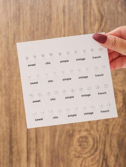 40pcs/Set Simulated Pearl And Rhinestone Stud Earrings, Simple And Elegant Style, Multi-Piece Set Suitable For Daily Wear