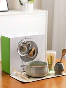 5/8pcs Set Ceramic Matcha Bowl, Matcha Whisk, Bamboo, Matcha Brush, Tea Scoop, Matcha Ceremony Gift Box, Round Pointed Ceramic Matcha Bowl & Whisk Set, Fade-Resistant, Elegant & Durable, Suitable For Outdoor Travel & Leisure, Tea Enthusiasts, Kitchen