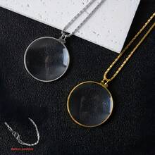 1/2Pcs Metal Magnifying Glass,Sweater Chain Jewelry Magnifying Glass,Neck Magnifying Glass Magnifying Glass Pendant 10x Magnifying Effect Fashionable Magnifying Glass Mother's Day Gift For Enlarged Fonts