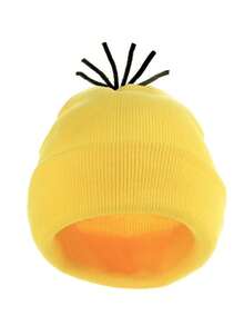 1 Stück gelbe gestrickte Mütze für Männer und Frauen, Halloween Weihnachts Kostüm, bestickte Beanie Kappe für Cosplay Rollenspiel, weich und stilvoller gelber Hut, perfekt für Partys und festliche Feiern im Herbst