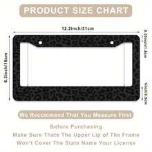 1pc, 1 One Black Leopard Print License Plate Frame, Car Decoration Accessories Aluminum Rust-Proof Crash-Resistant Weather-Resistant Number Plate Bracket, Suitable For American Standard Vehicles, 16*31cm(6.2*12.2inch) - 31*16公分(12.2*6.3吋) - 查看 3