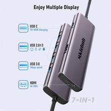 Lemorele TC66L Multifunctional 7-In-1 USB-C HUB, Supports Two Different Displays, Has More Stable Performance, Does Not Require Drivers And Software, Plug And Play, Supports Mirroring Or Expansion Modes, And Is Compatible With Switch.