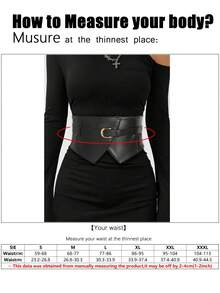 1pc Women's Dark Fashion Minimalist All-Match Waist Cincher, Versatile For Halloween Party Or Daily Outfit Matching - Black - View 8