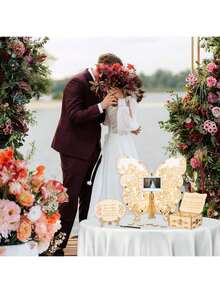 1 طقم كتاب ضيوف بديل للزفاف HYMENEX، كتاب ضيوف لحفل الزفاف، كتاب ضيوف بشعار قلب خشبي، لحفل زفاف أو عيد ميلاد أو ذكرى زواج