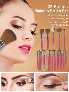 45pcs Makeup Brush Set, Mixed Makeup Beauty Tools, Including: 20pcs Makeup Brushes, 1pc Makeup Bag, 5pcs Beauty Eggs, 5pcs Powder Puffs, 5pcs Beauty Eggs, 5pcs Finger Powder Puffs, 1pc Headband, 2pcs Wristbands, 1pc Cleaning LKA0 - Hồng - Xem 4