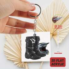 Breloc acrilic 2D pentru entuziaștii curselor de motociclete, decorațiune pentru rucsac și cheie de mașină, decorațiune pentru petrecerea de Crăciun, înapoi la școală pentru tineri