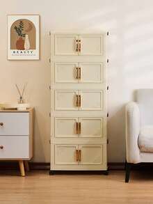 1 szt. 50 cm/19,69 cala szerokości składana szafka do przechowywania, szafa do przechowywania, składana szafa z podwójnymi drzwiami, 1-6 warstw (opcjonalnie), pogrubiona szafka do przechowywania z podwójnymi drzwiami i kółkami, regał do przechowywania w domu, nie wymagający montażu, plastikowa składana szafka do przechowywania ubrań i zabawek