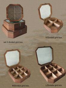 1 Piece Handmade Retro Wooden Cabinet With Glass Door Panel For Cosmetics And Miscellaneous Storage Box, Vintage Wooden Storage Box For Jewelry Organizer,Desktop Storage Makeup Box Gifts For Women,Incense Storage Box - Multicolor - View 9