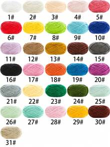 1pc Velvet Soft Yarn, Approx. 50g/Pc, 60m/Pc, Handmade DIY Medium Thick Knitting Yarn, Fluffy Polyester Soft Knitting Yarn, Suitable For DIY Crafts, Knitting And Crocheting Scarves, Hats, Shoes, Bags, Pads, Dolls, Blankets, Slippers, Handmade Crochet Projects (Random Packaging)