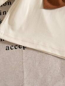 Herbst/Winter Baby Mädchen süßer Rundhals brauner Flügelärmel Rüschen Langarm Top mit brauner Schleife Deko & brauner Vintage Stil Rock