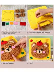 1pc DIY Sewing Craft Kit For Kids, Christmas Handmade Toys, Christmas Small Gifts, Santa Claus, Snowman, Christmas Tree, Reindeer, Gingerbread Man, Creative Cartoon, Knitted Embroidery Painting, Material Pack, Educational DIY Craft Kit,Diy,Embroidery Kit,Embroidery