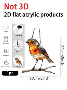 2个/1个知更鸟阳光捕手（8英寸 x 8英寸）2D亚克力装饰牌，户外及花园用品，庭院及花园装饰，园艺装饰品，适用于房间、卧室、厨房、家居、墙面、婚礼、农舍、花园、万圣节、秋季、圣诞节、乡村房屋装饰/圣诞装饰/圣诞家居装饰/圣诞礼物 - 彩色 - 查看 15