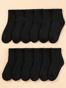 6/12/24 Pairs Of Children's Black Short Socks, Breathable Socks, Sports Socks Suitable For Daily Wear, Suitable For Boys And Girls All Seasons (1-16 Years Old) - Multicolor - View 6