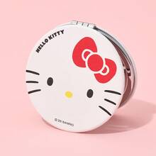 Miniso Hello Kitty Classic Double-Sided Folding Pocket Mirror - Round, Red Bow, High-Definition Mirror, Lightweight And Portable, Essential For Outings (1 Piece) - Red and White - View 2