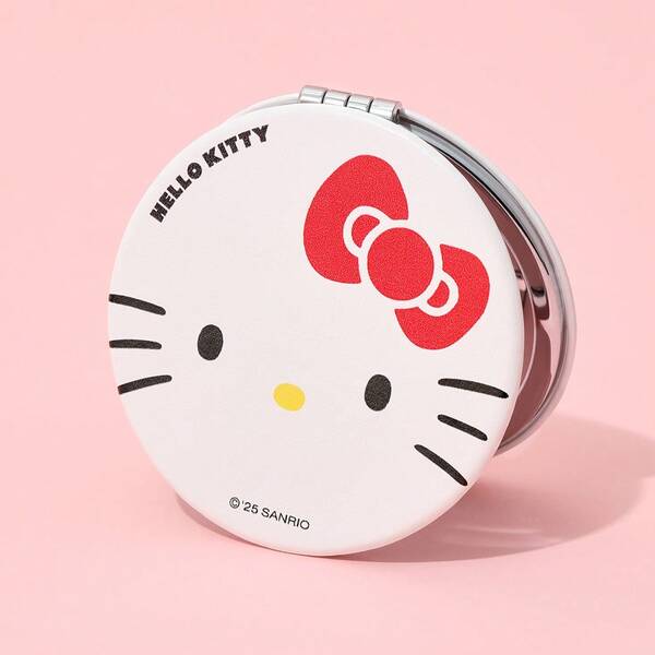 Miniso Sanrio Hello Kitty Classic Double Sided Folding Pocket Mirror - Round, Red Bow, High-Definition Mirror, Light And Portable, Necessary To Go Out(1 PC)