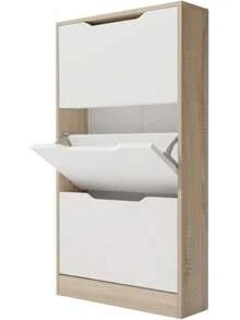 Dreaming Online - Meuble à chaussures 3 portes, meuble à chaussures étroit, modèle Ayen, finition et Blanc, Dimensions : 107 (H) x 60 (L) x 17,3 (P) Pratique et fonctionnel - 1 - Voir 4