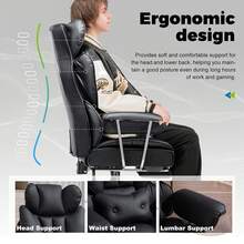 AnneFish Ergonomic Office Chair With Footrest, Executive High Back Reclining Desk Chair, Home Office Comfortable PU Leather Computer Chair Spring Seat Silent Wheels - Tay vịn cố định - Xem 8
