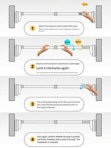 1pc No Drill Telescopic Rod, Suitable For Balcony Clothesline, Shower Curtain Rod, Curtain Rod, Wardrobe Rod, Garment Rod, Door Curtain Rod - Multicolor - View 2