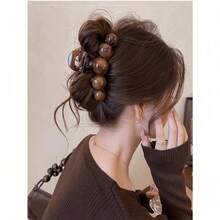 1pc Fashion Pearl Large Simple Elegant Acrylic Hair Claw Hairpin, Suitable For Party, Commute, Outfit Matching, Hair Accessories - Cà phê - Xem 2